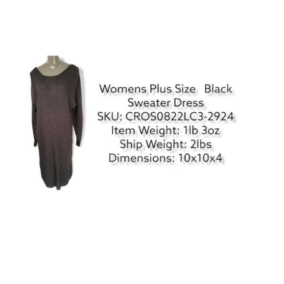 Full Circle Trends Womens Black Long Sleeve Crew Neck Sweater Dress Plus Size 3x - Picture 2 of 4